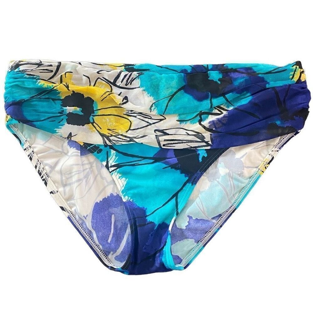 Be creative size 12 swim suit bottoms floral blue white yellow